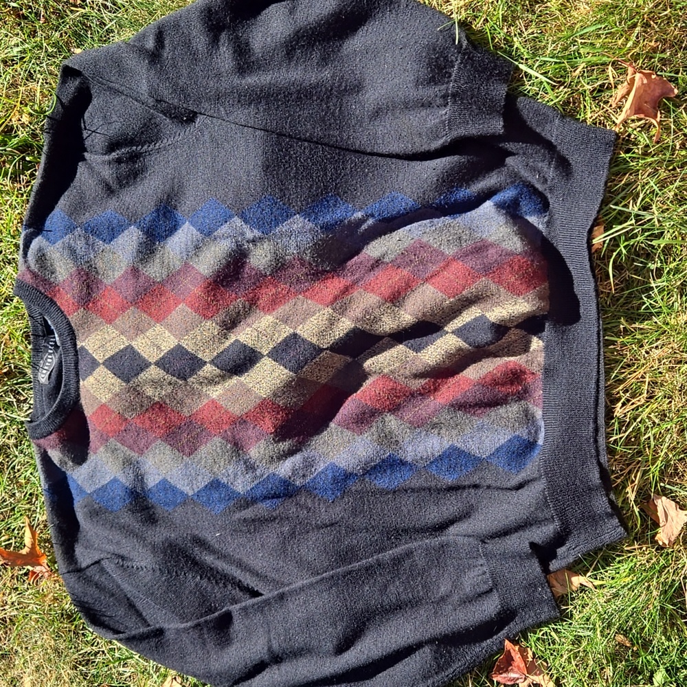 COTTON REEL ▪︎ Argyle Patterned Men's Sweater, Size XL